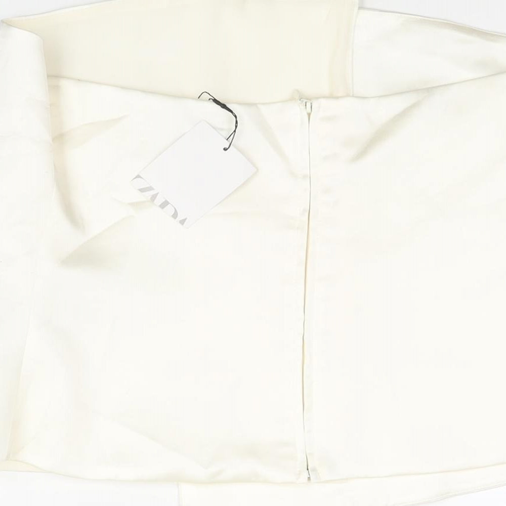 Womens UK Size L Zara Ivory Cropped Blouse