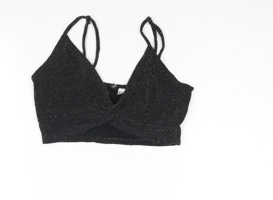 Womens UK Size L Divided by H&M Black Cropped Blouse