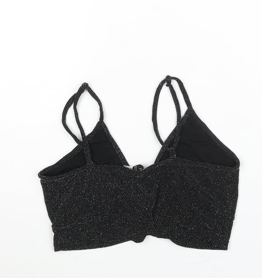 Womens UK Size L Divided by H&M Black Cropped Blouse
