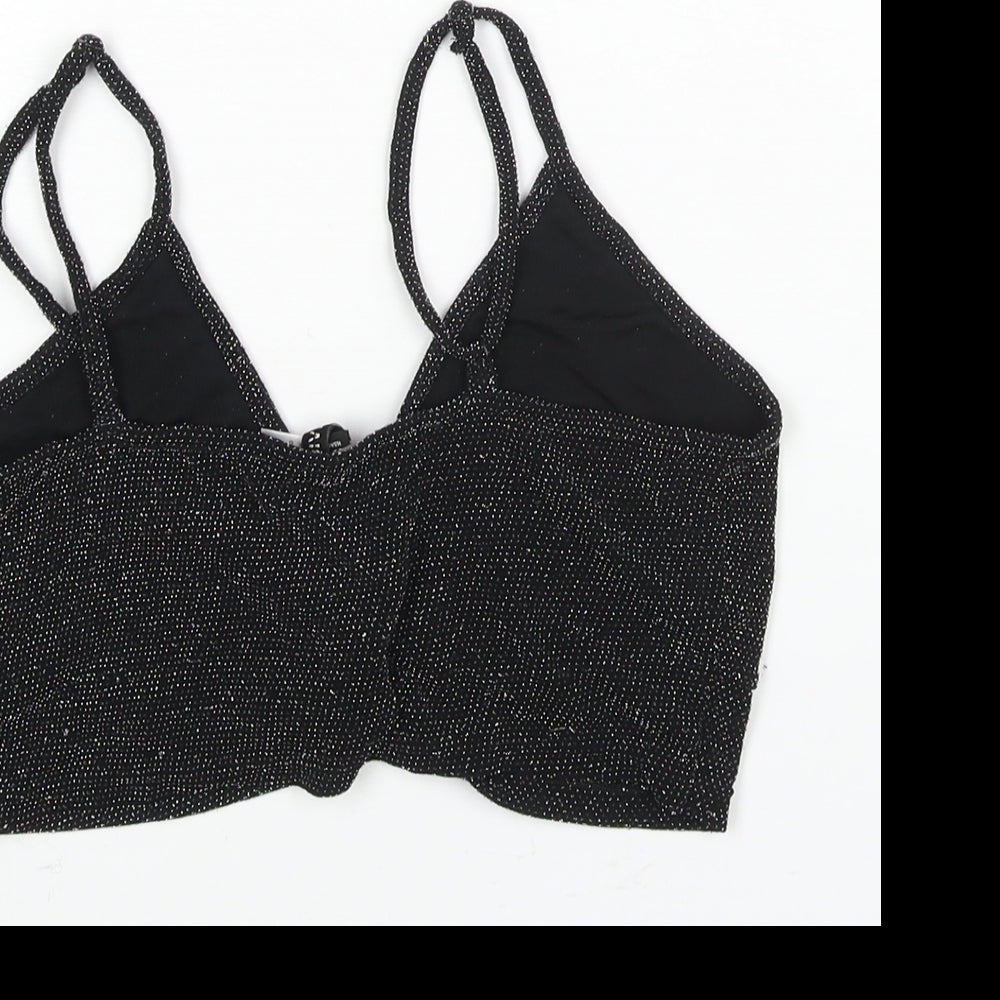 Womens UK Size L Divided by H&M Black Cropped Blouse