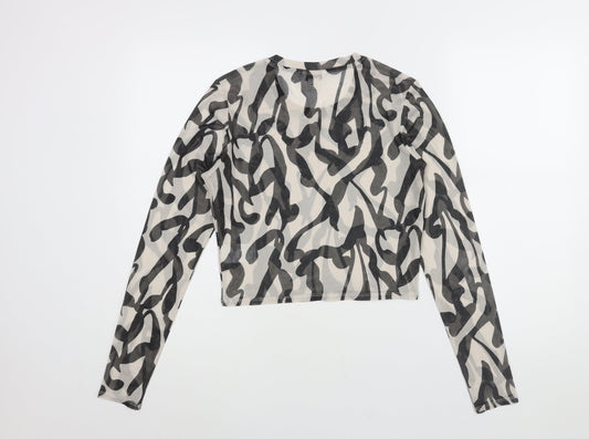 Womens UK Size L Monki Black Cropped Blouse