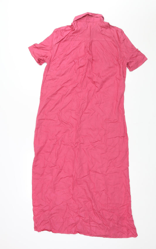 Divided by H&M Womens Pink Viscose Shirt Dress Size 10 Collared Button