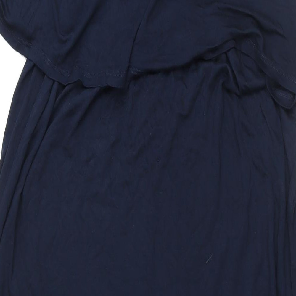 H&M Womens Blue Viscose Maxi Size M Round Neck Pullover - Beading Detail