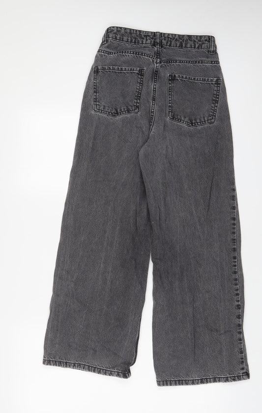 Denim & Co. Womens Grey Cotton Wide-Leg Jeans Size 6 L26 in Regular Zip