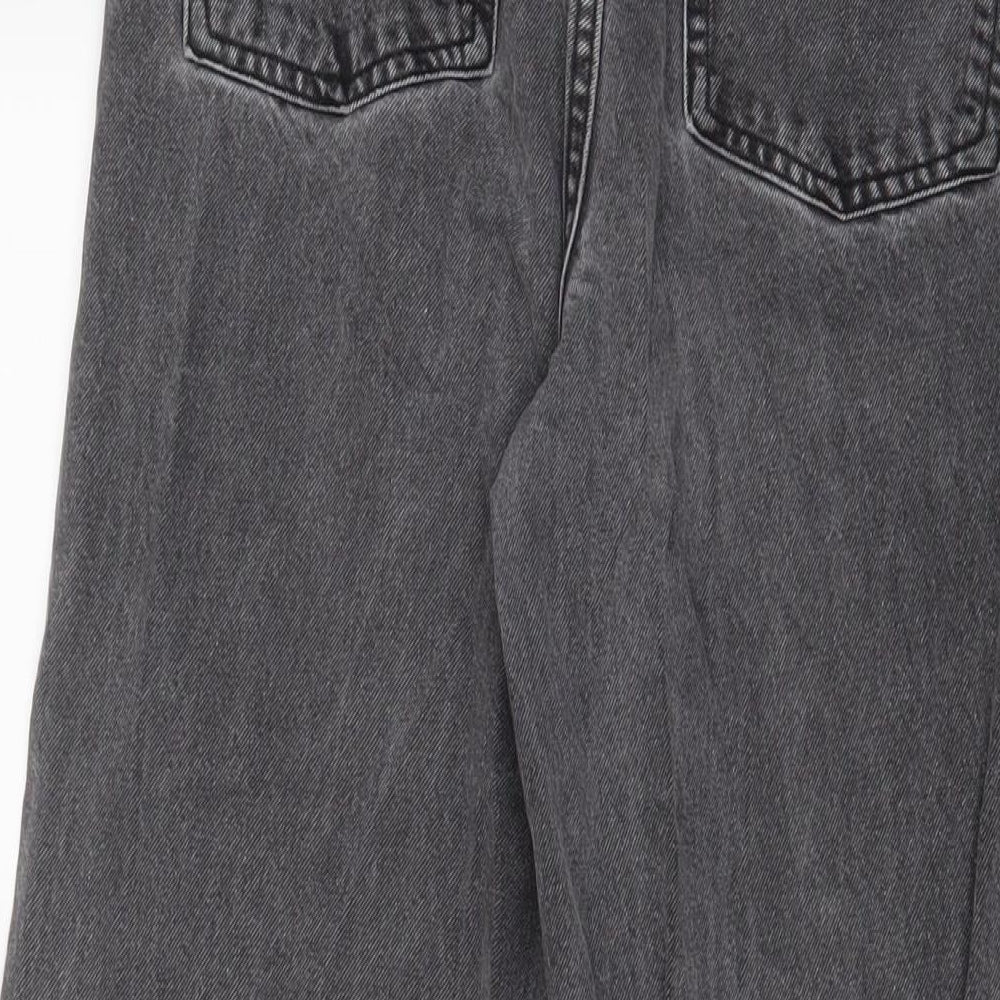 Denim & Co. Womens Grey Cotton Wide-Leg Jeans Size 6 L26 in Regular Zip