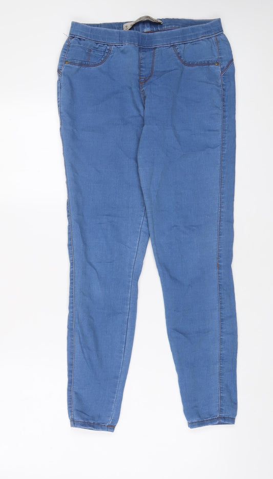 Additional front view of Denim & Co. women’s blue cotton jegging jeans, size UK 10, 29-inch leg regular