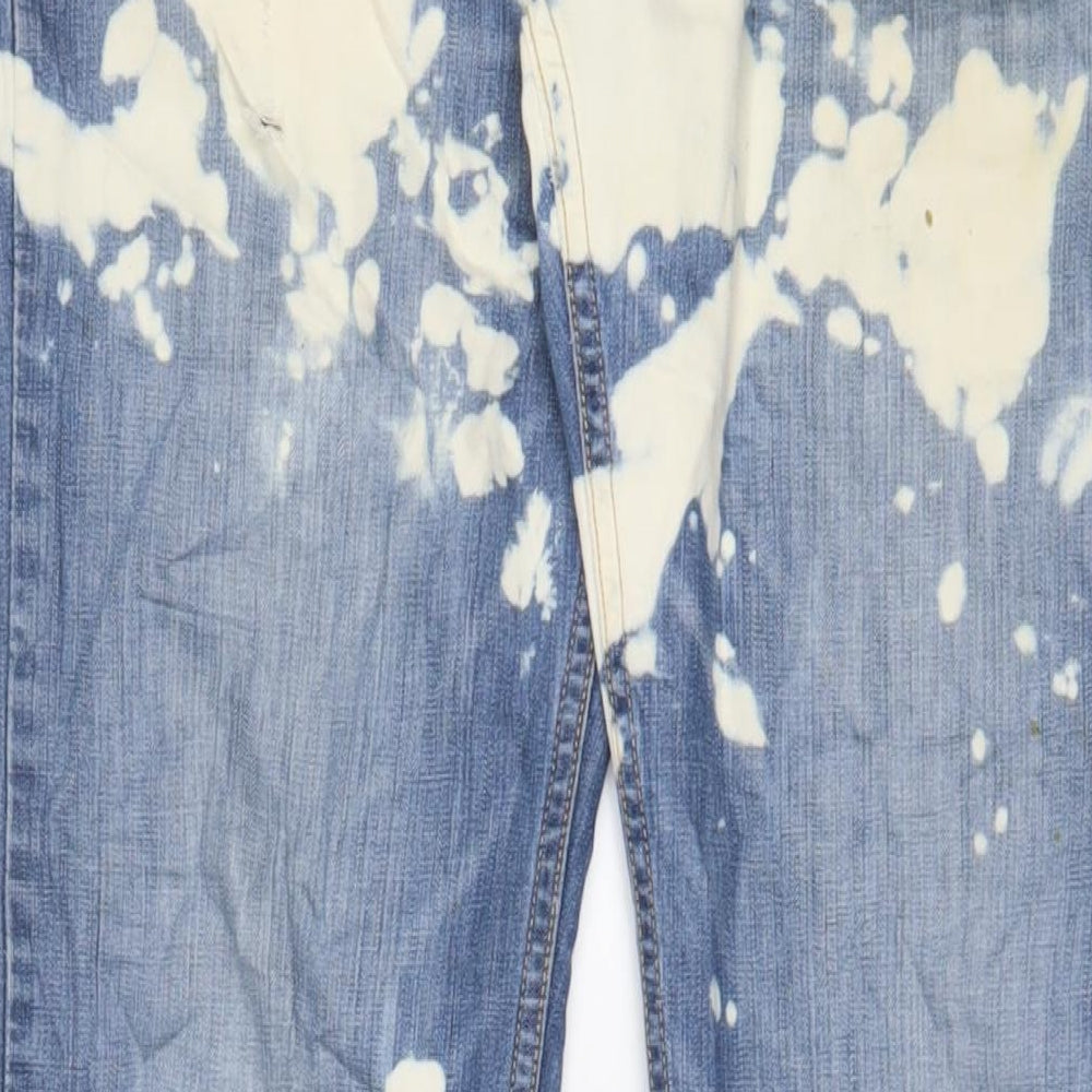 Levi's Mens Blue Geometric Cotton Straight Jeans Size 33 in L34 in Regular Zip