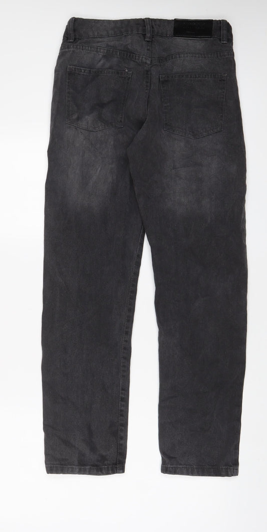 Boohoo Mens Grey Cotton Straight Jeans Size 28 in L29 in Regular Button - Short Leg