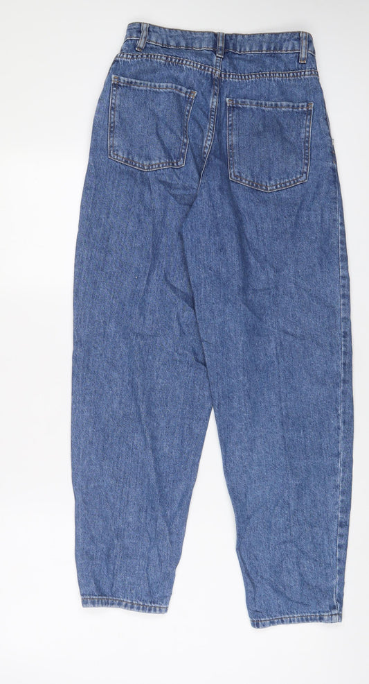 Mango Womens Blue Cotton Tapered Jeans Size 6 L28 in Regular Zip