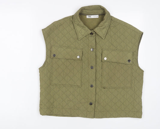 Womens UK Size S Zara Green Gilet