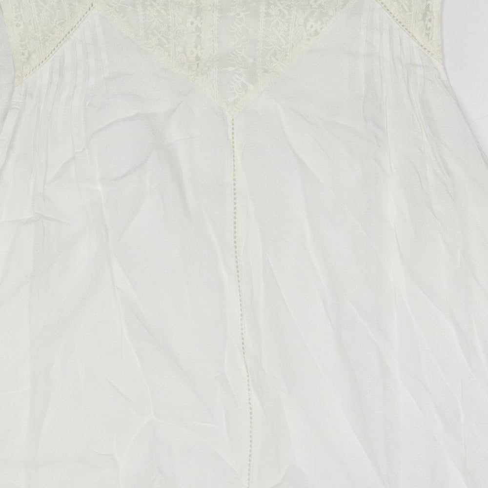 BHS Womens White Viscose Basic Tank Size 16 Round Neck
