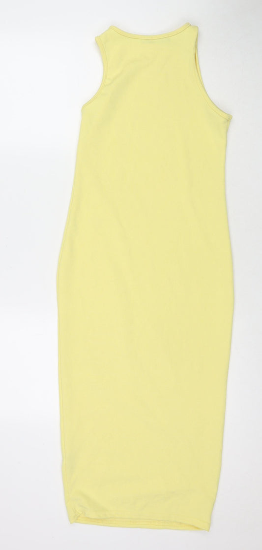 I SAW IT FIRST Womens Yellow Polyester Bodycon Size 8 Round Neck Pullover