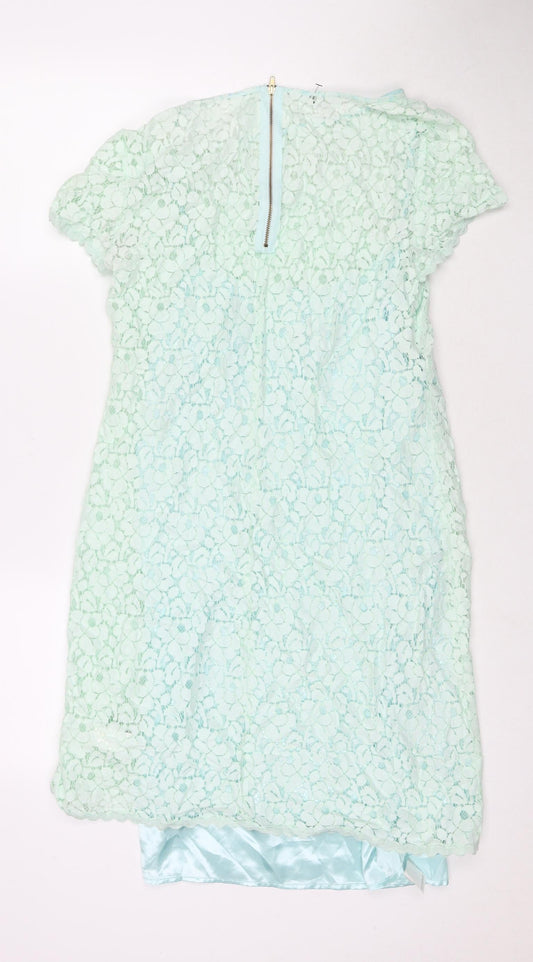 Marks and Spencer Womens Blue Cotton T-Shirt Dress Size 12 Round Neck Zip
