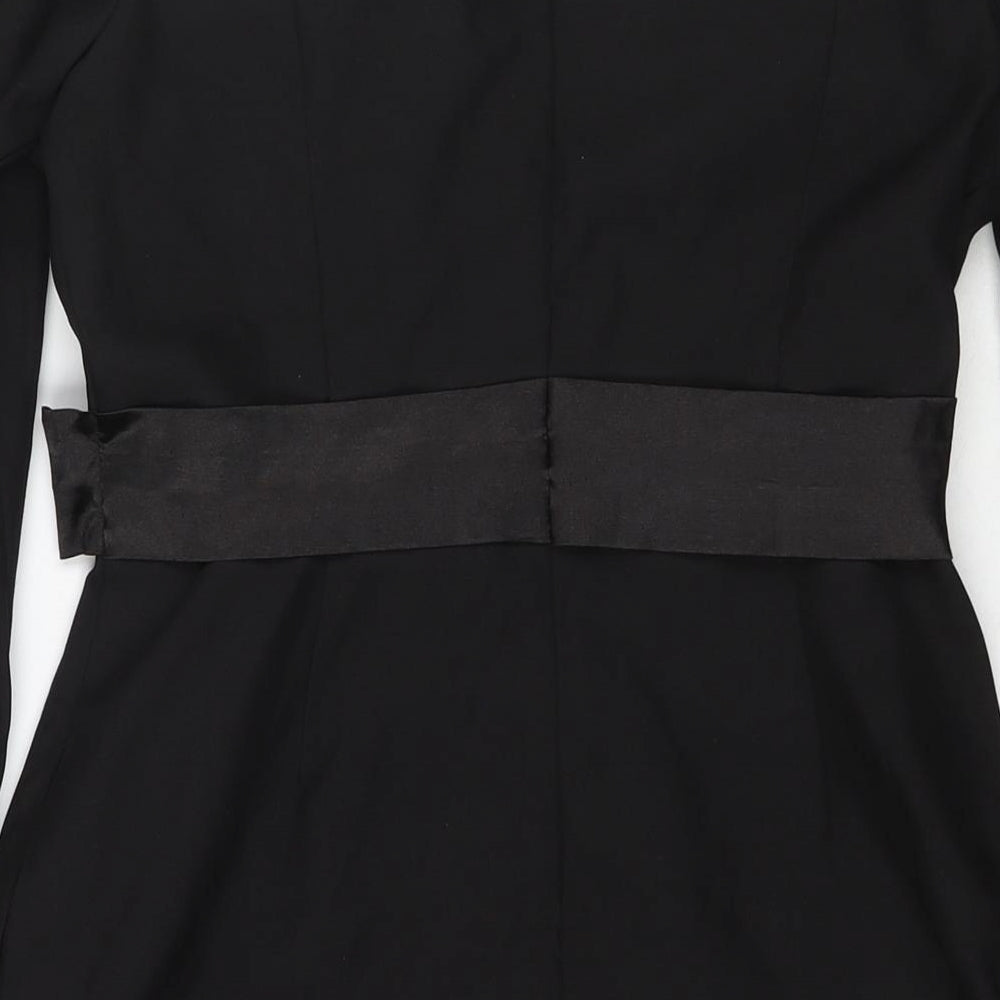 PRETTYLITTLETHING Womens Black Polyester Mini Size 12 Off the Shoulder Zip