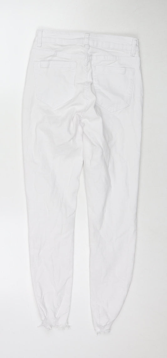 Womens UK Size 8 Jeans Regular Fit Skinny White Jeans