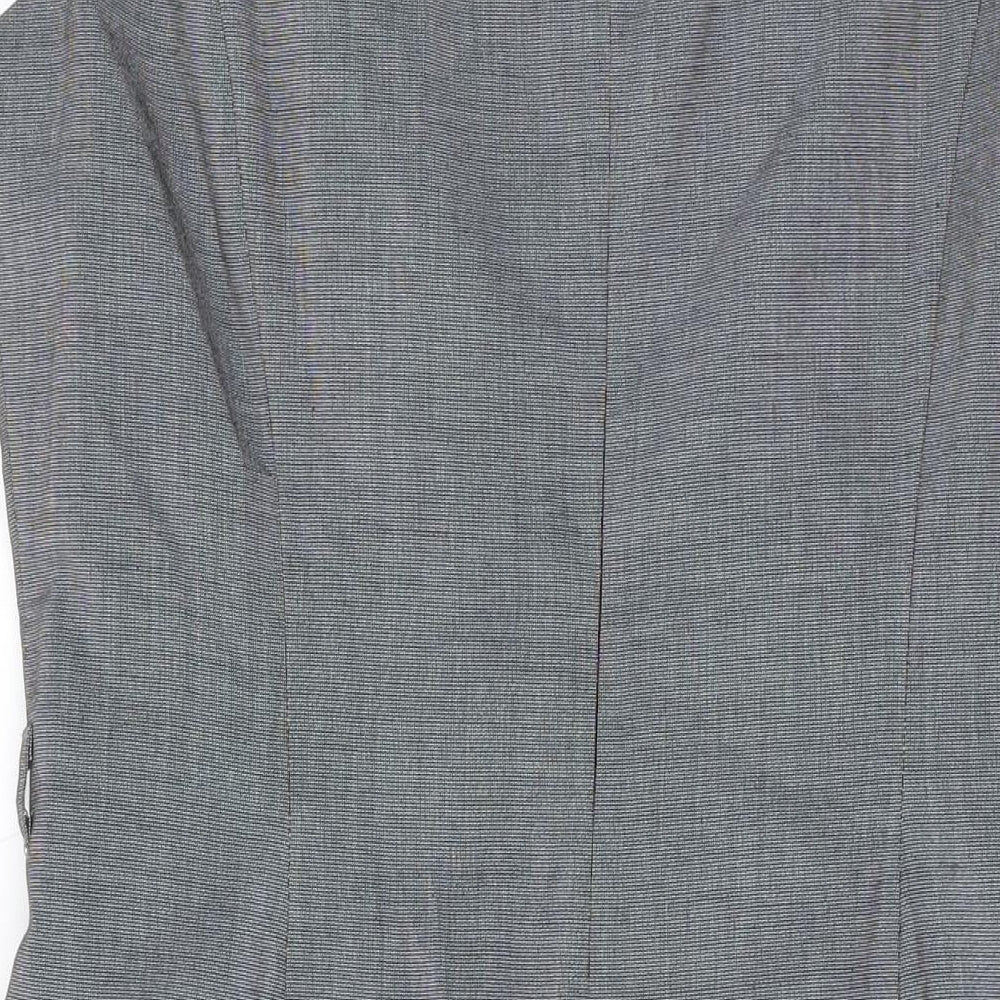 Debenhams Womens Grey Polyester Pencil Dress Size 14 Square Neck Zip
