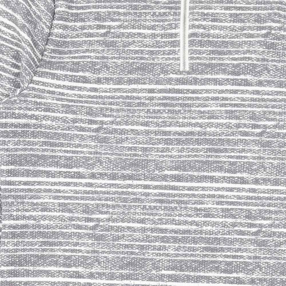 Marks and Spencer Womens Grey Striped Polyester Bodycon Size 12 Round Neck Zip