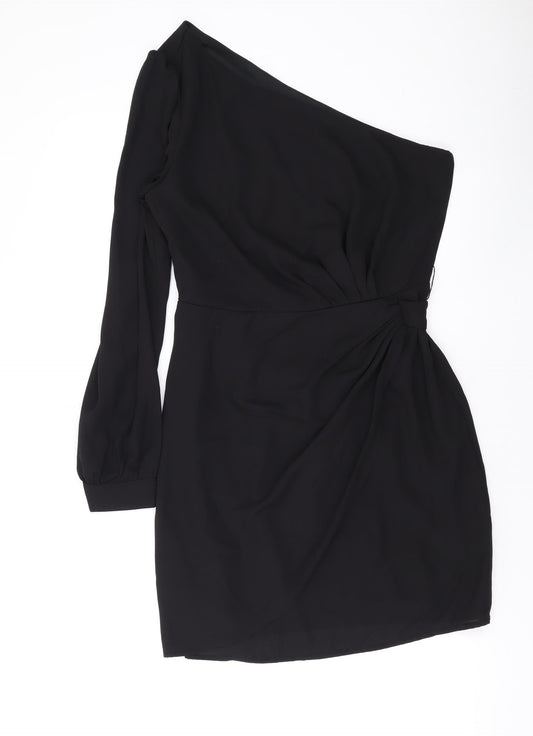 Additional front view of Only women’s black polyester mini, size S, off the shoulder zip