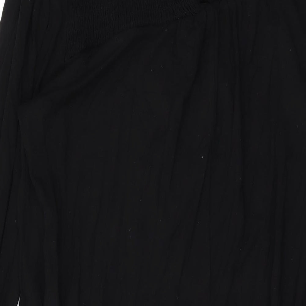 Dorothy Perkins Womens Black Viscose A-Line Size 14 Mock Neck Button