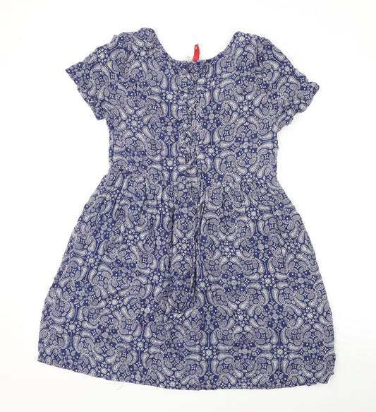 Divided by H&M Womens Blue Paisley Viscose Mini Size 6 Scoop Neck Pullover
