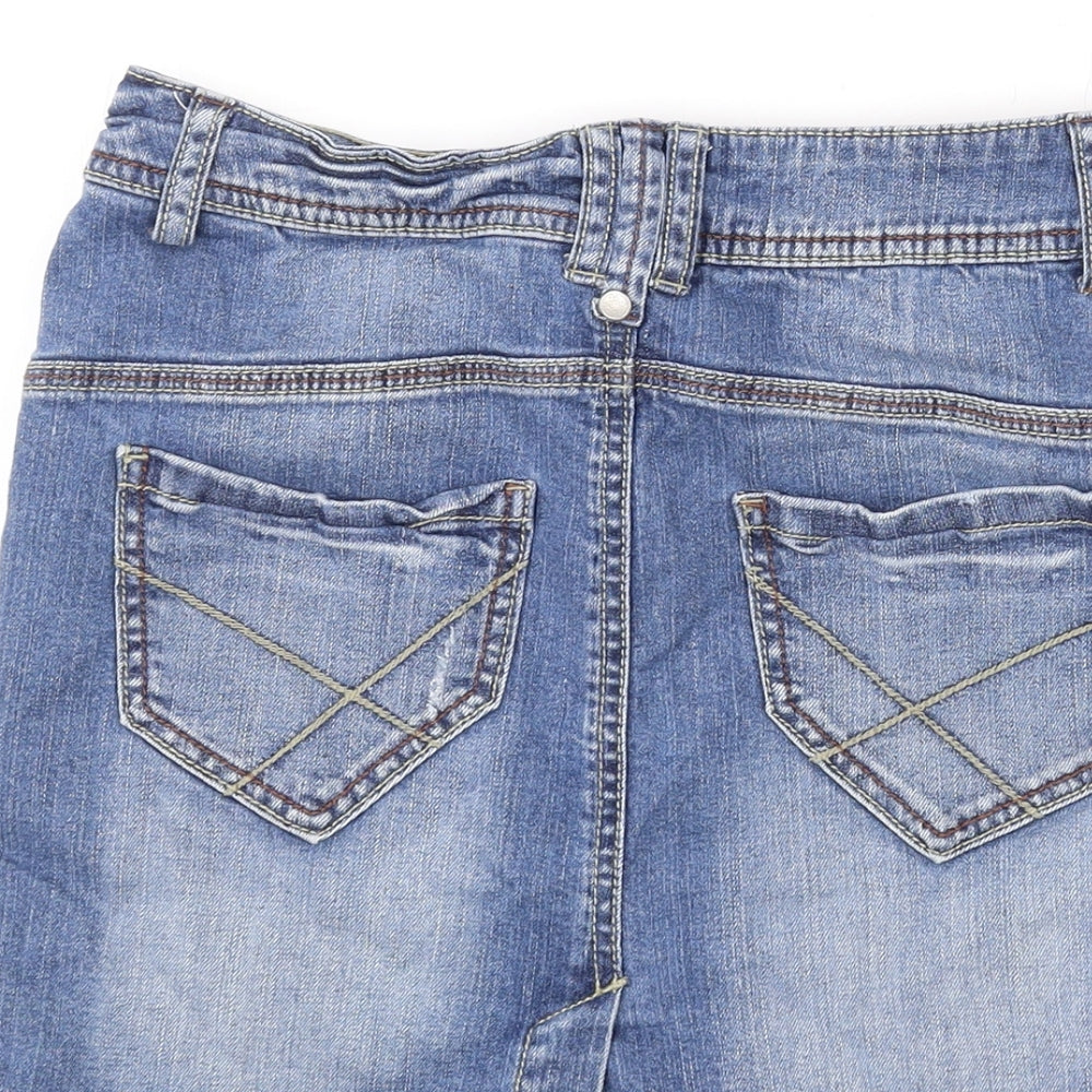 Limited Collection Womens Blue Cotton Mini Skirt Size 8 Zip