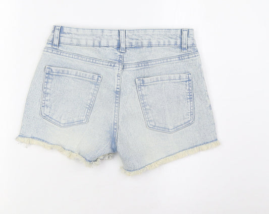 Denim & Co. Womens Blue Cotton Basic Shorts Size 8 L3 in Regular Zip