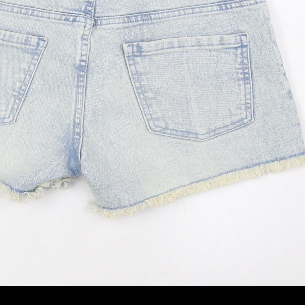 Denim & Co. Womens Blue Cotton Basic Shorts Size 8 L3 in Regular Zip