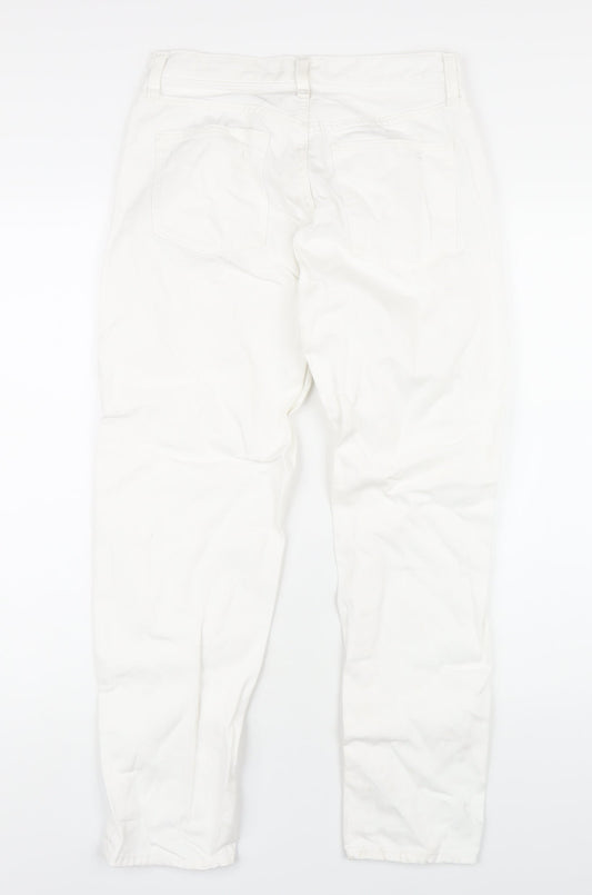 Uniqlo Womens White Cotton Straight Jeans Size 24 in L27 in Regular Zip
