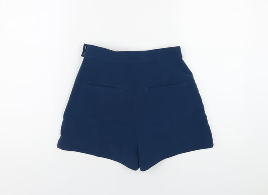 H&M Womens Blue Polyester Basic Shorts Size 8 Regular Zip