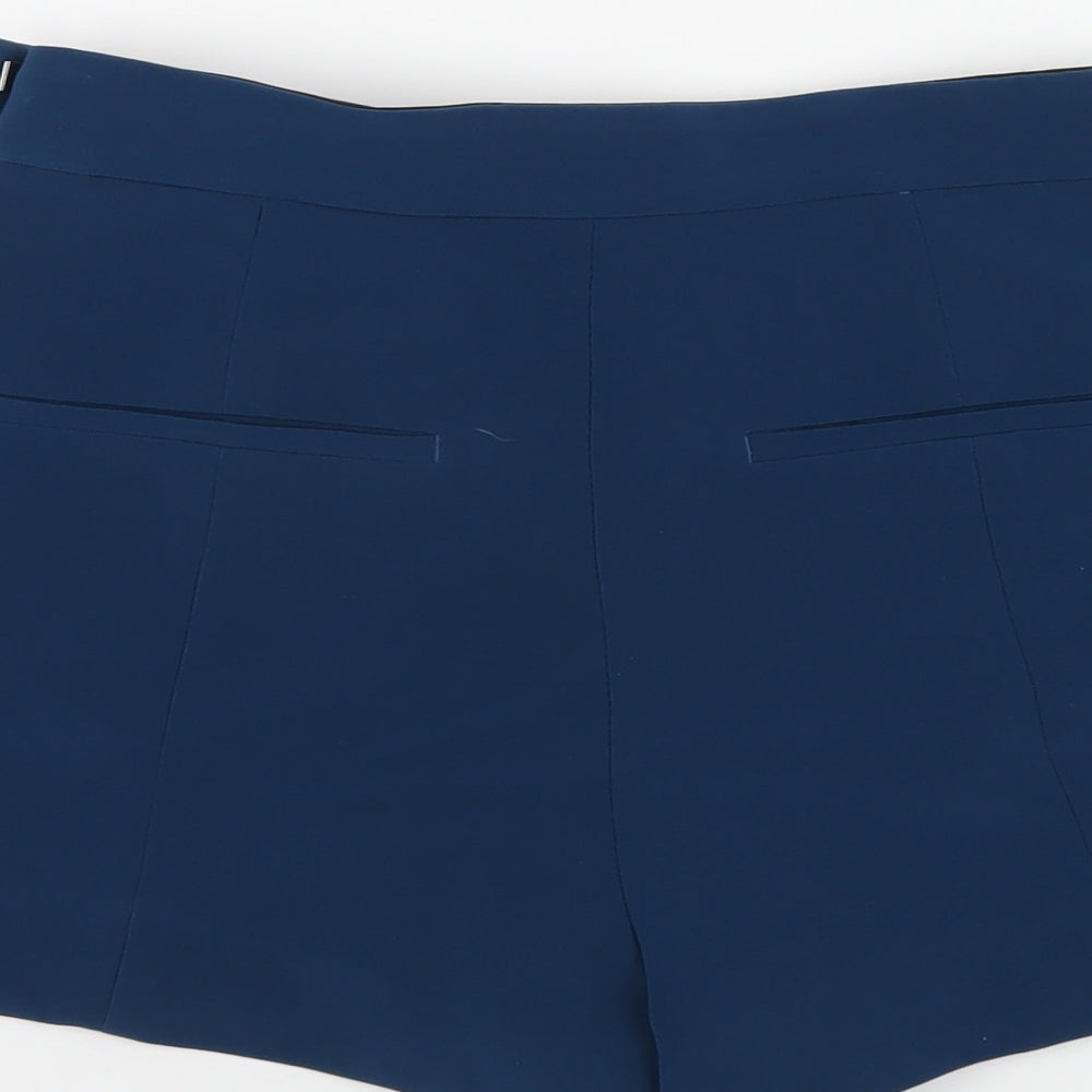 H&M Womens Blue Polyester Basic Shorts Size 8 Regular Zip
