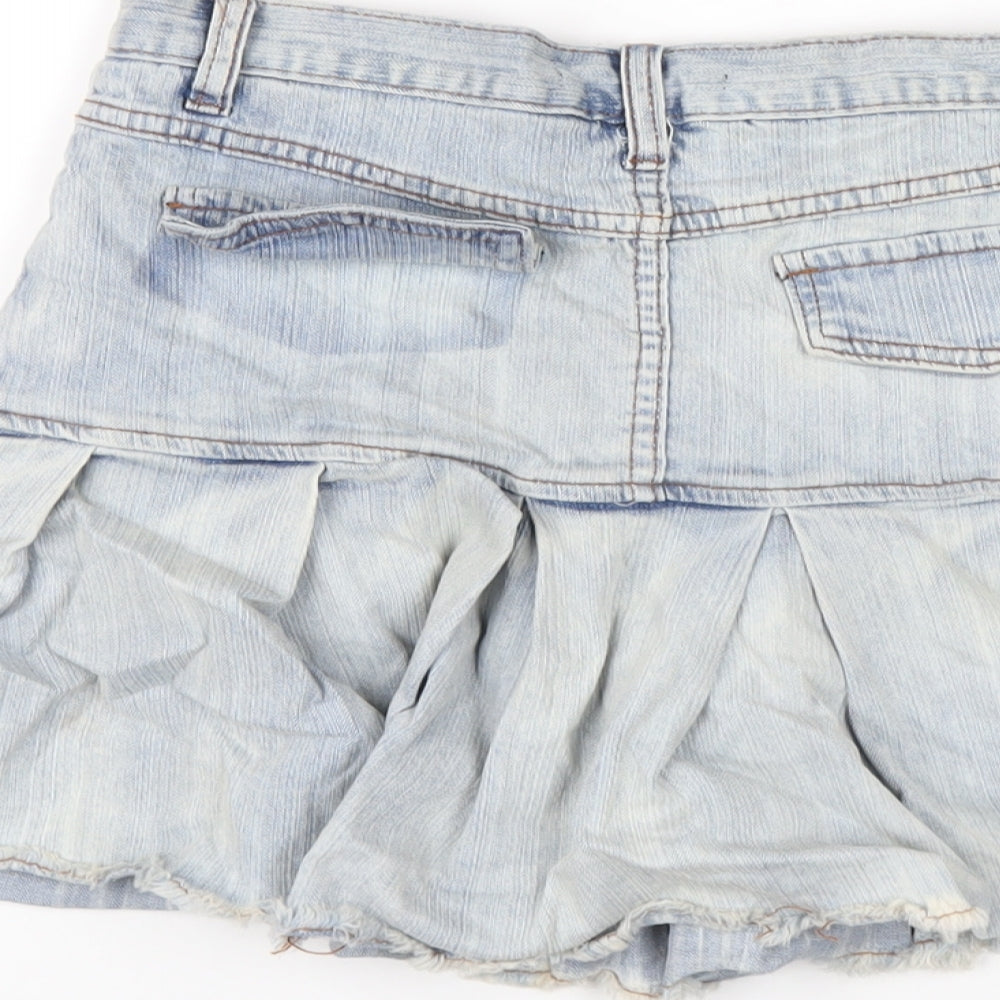 Loveheynew Womens Blue Cotton A-Line Skirt Size 26 in Zip