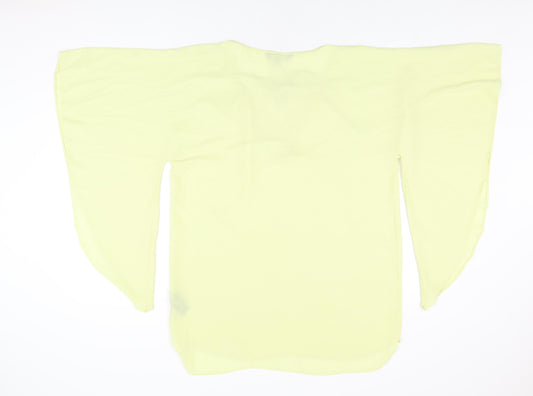 Julien Macdonald Womens Yellow Polyester Basic Blouse Size 12 Round Neck