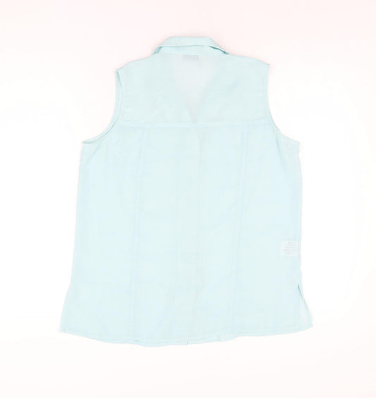 Womens UK Size 14 Isabelle Blue Basic Button-Up