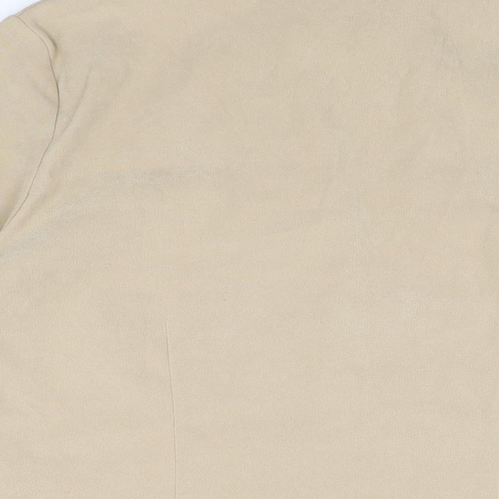 Classics Womens Beige Polyester Basic Button-Up Size 14 Collared