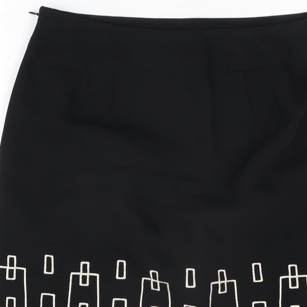 LOFT Womens Black Geometric Polyester Straight & Pencil Skirt Size 10 Zip