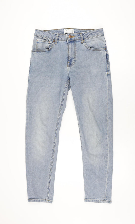 Additional front view of ASOS women’s blue cotton skinny jeans, size UK 28, in, 30-inch leg regular zip