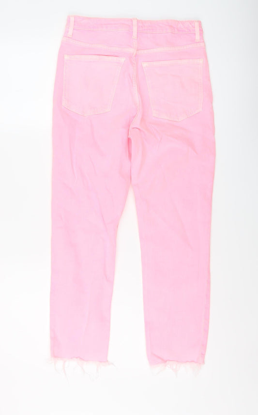 Topshop Womens Pink Cotton Cropped Jeans Size 28 in L24 in Regular Button