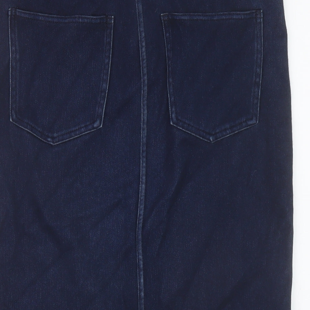 NEXT Womens Blue Cotton Bandage Skirt Size 8 Button