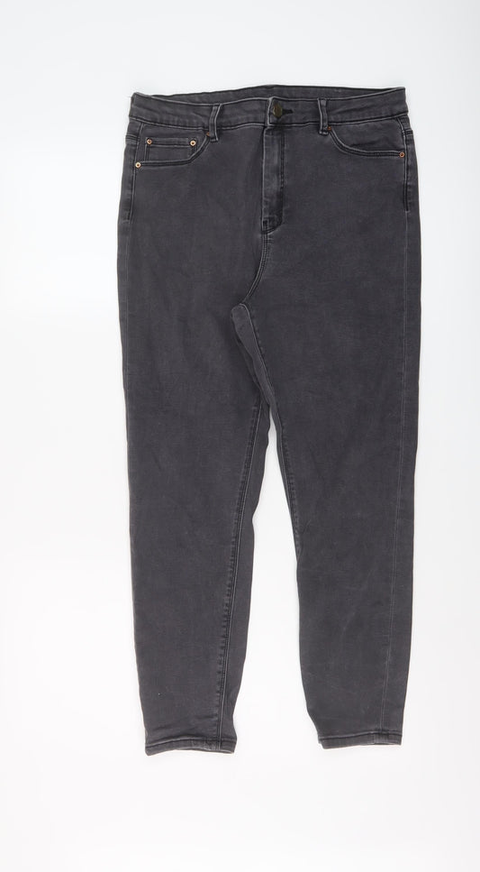 Additional front view of ASOS women’s grey cotton skinny jeans, size UK 30, in, 25-inch leg regular button