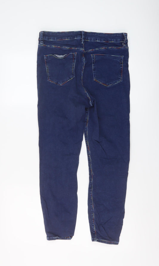 ASOS Womens Blue Cotton Skinny Jeans Size 32 in L25 in Regular Button