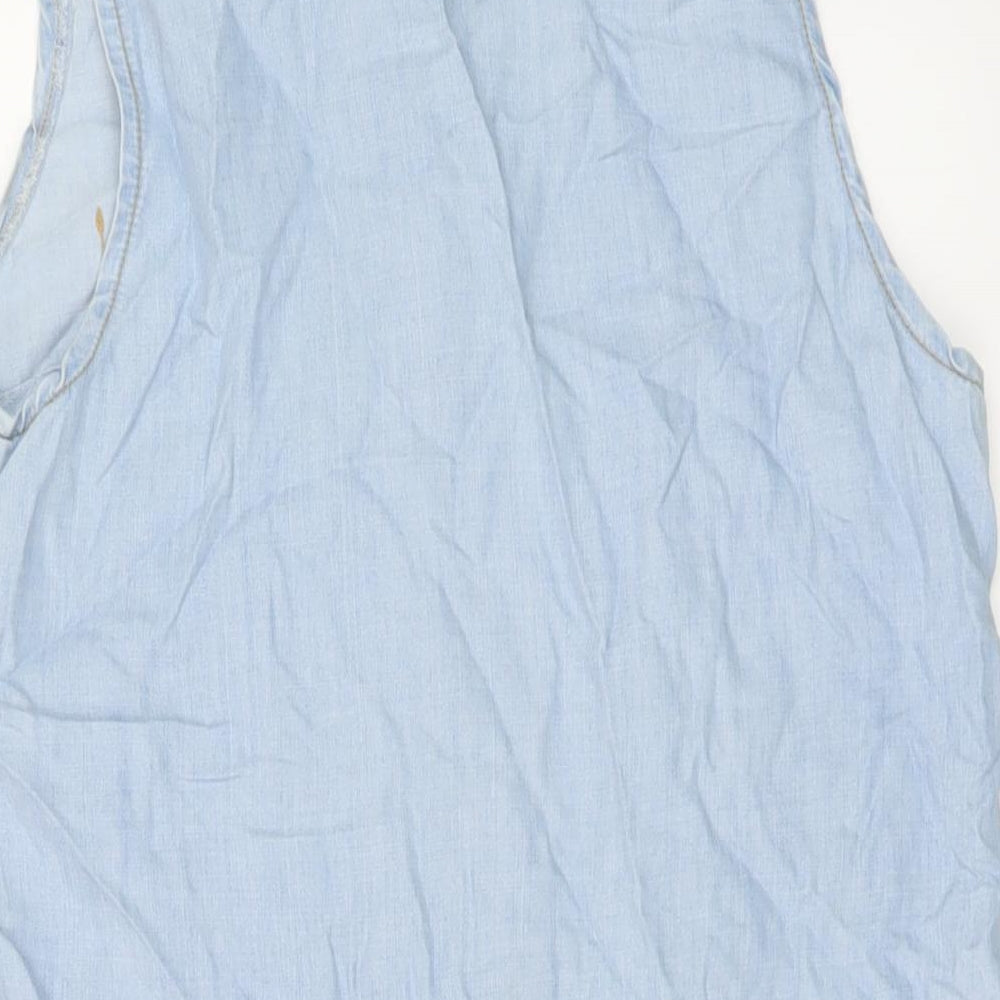 Missguided Womens Blue Cotton Playsuit One-Piece Size 10 Snap