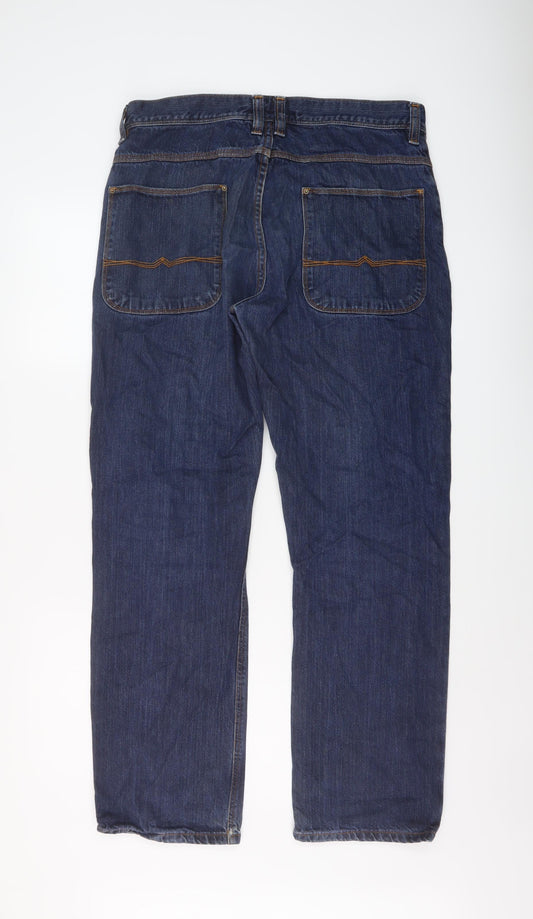 ASOS Mens Blue Cotton Straight Jeans Size 31 in L30 in Regular Button