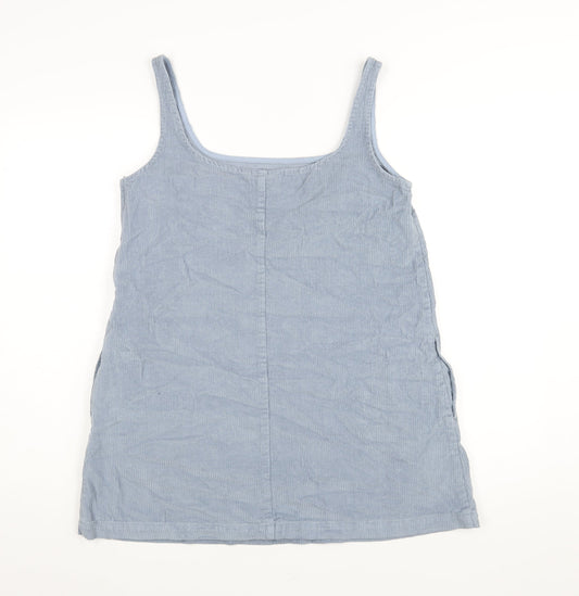 ASOS Womens Blue Cotton Pinafore/Dungaree Dress Size 8 Scoop Neck Pullover