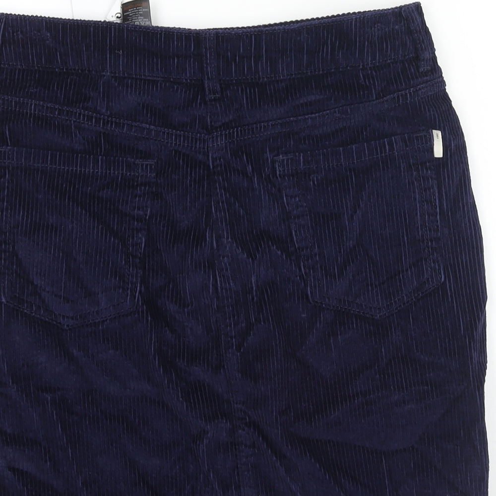 NEXT Womens Blue Cotton Straight & Pencil Skirt Size 8 Zip