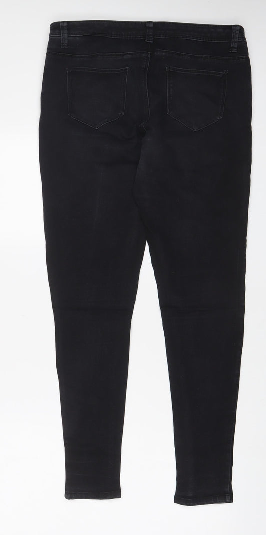 Denim & Co. Womens Black Cotton Skinny Jeans Size 14 L31 in Regular Zip