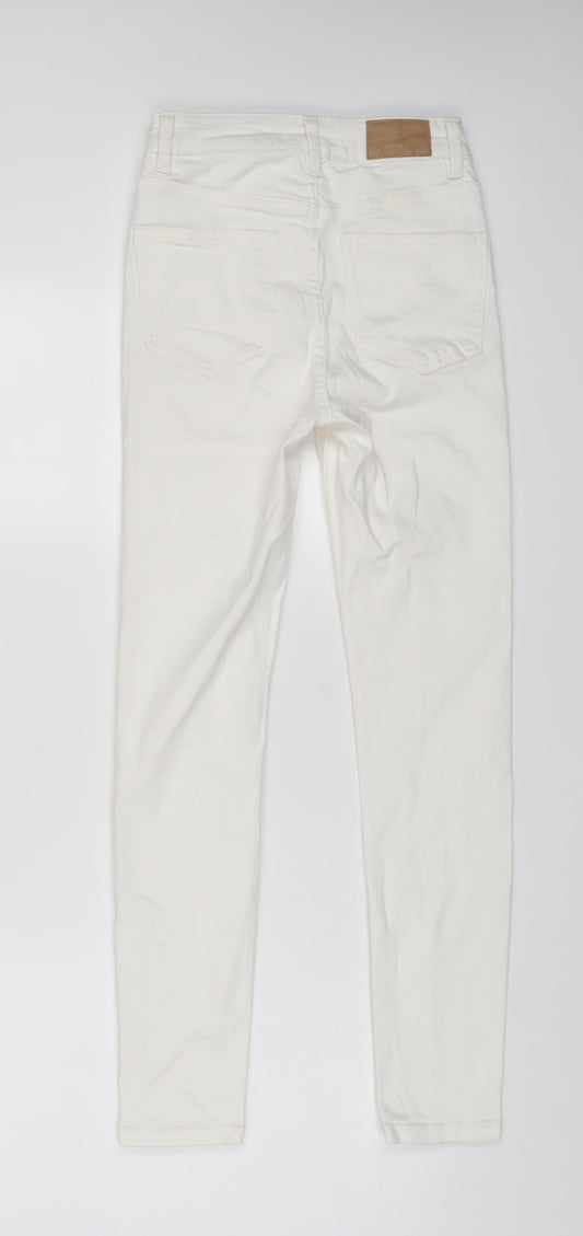 Mango Womens White Cotton Skinny Jeans Size S L26 in Regular Zip