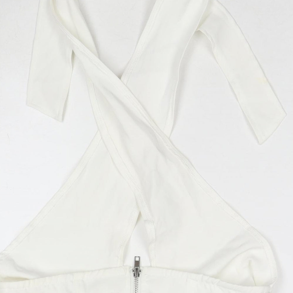 Womens UK Size 10 Missguided White Wrap Tank