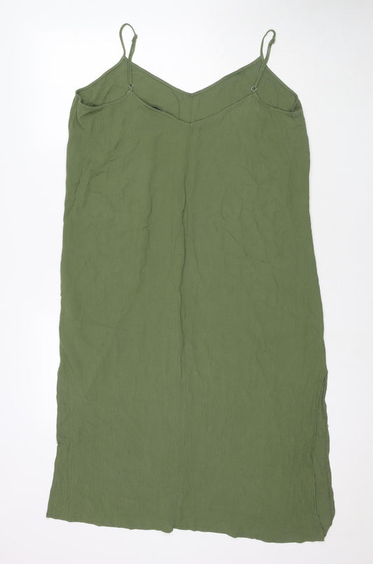 Marks and Spencer Womens Green Viscose Tank Dress Size 16 V-Neck Pullover