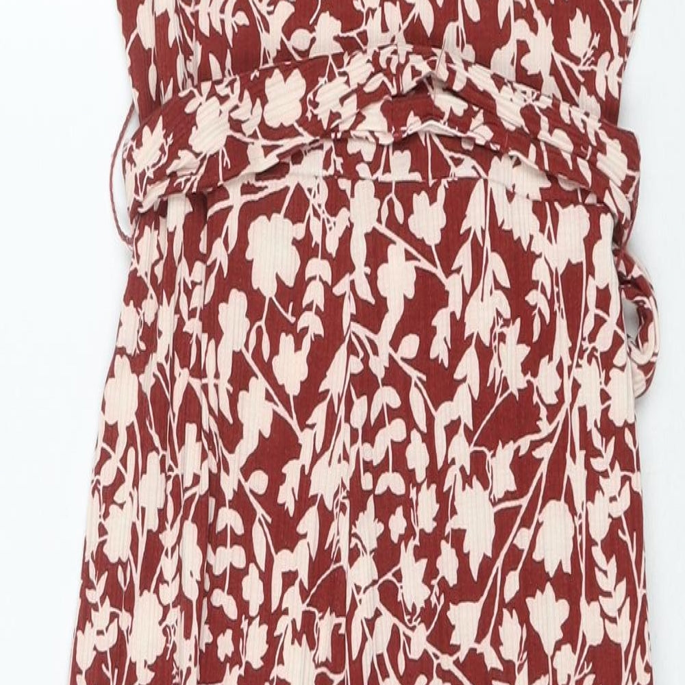 Mango Womens Red Floral Polyester Jumpsuit One-Piece Size S L22 in Pullover