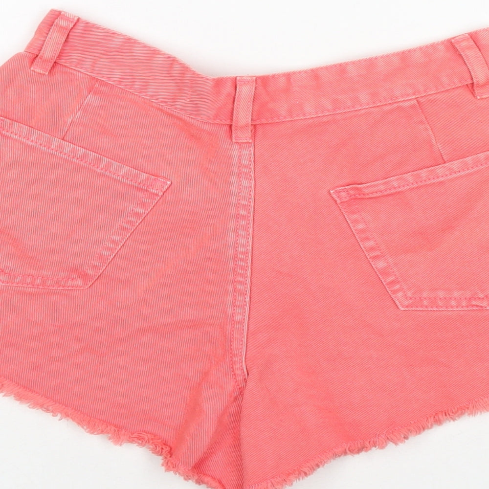Denim & Co. Womens Pink Cotton Hot Pants Shorts Size 6 L3 in Regular Zip